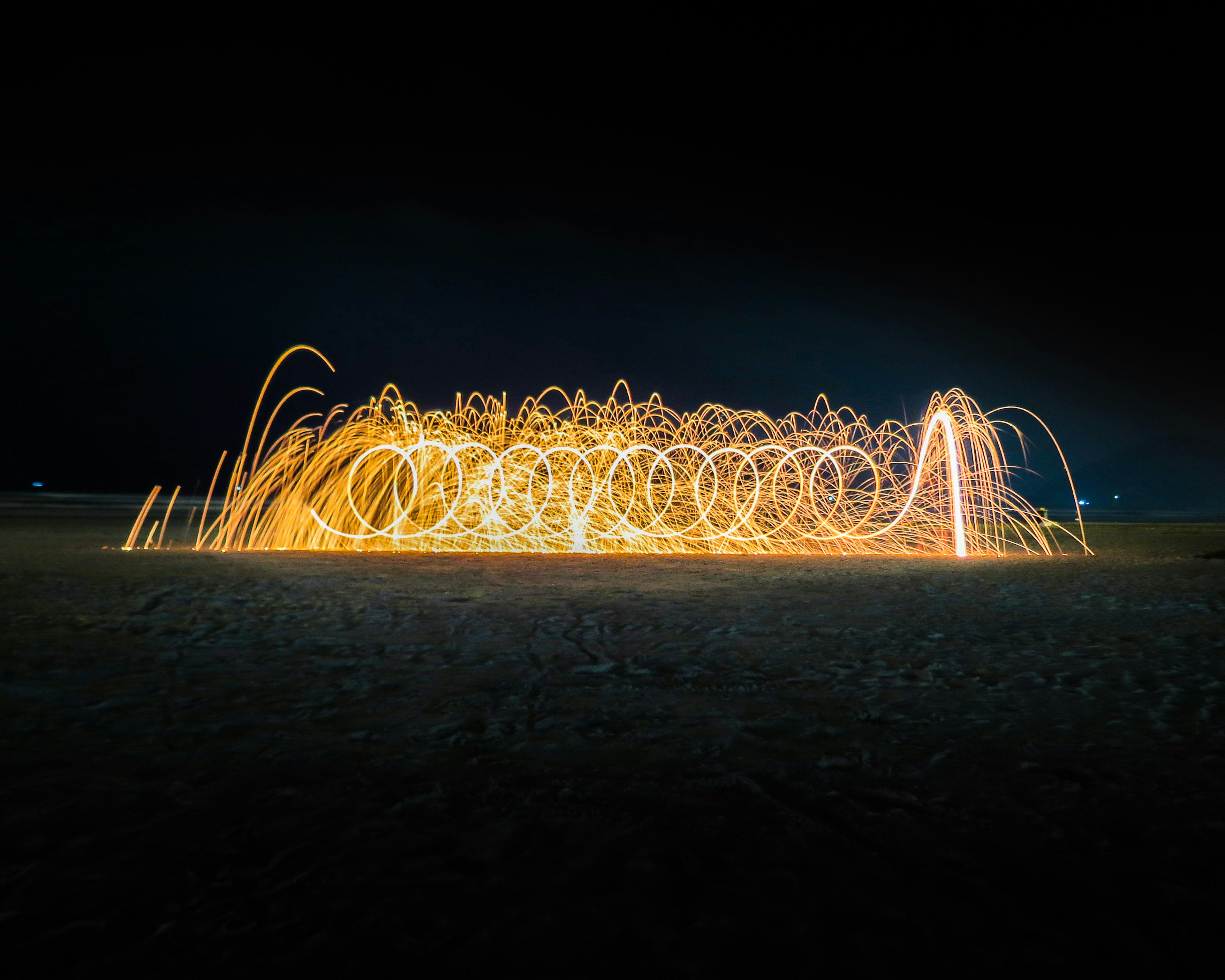 timelapse photography of fire dancers